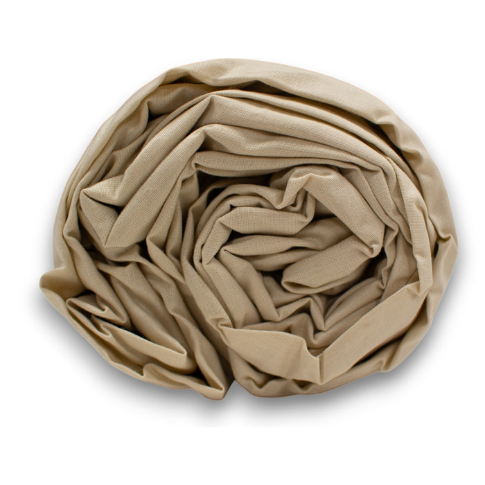 LENZUOLO SOTTO CON ANGOLI LETTO PIAZZA E MEZZA IN COTONE 60 FILI TINTA UNITA BEIGE H.30