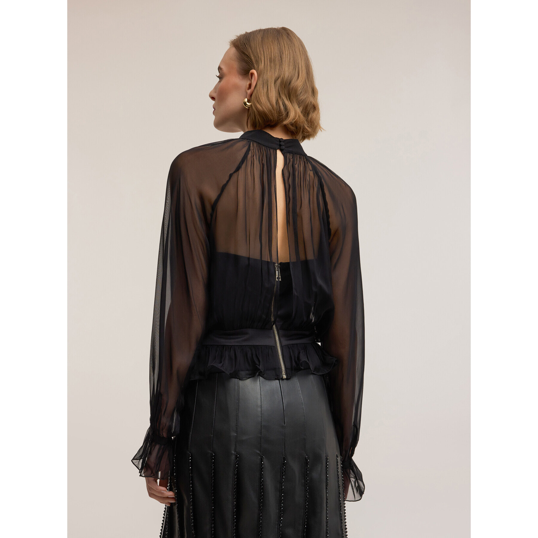 Motivi - Blusa in georgette con bustier Smart Couture - Nero