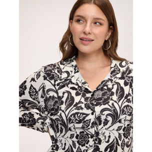 Fiorella Rubino - Blusa con stampa floreale e colletto - Nero