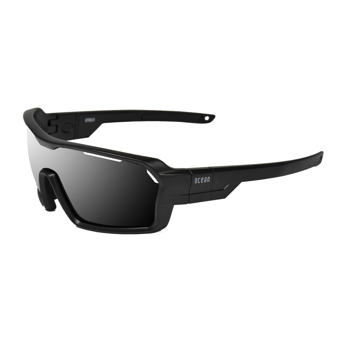 Gafas de deportes acuáticos OCEAN CHAMELEON - Negro mate / Ahumada con plaquetas puntas y espuma negras con correa negra
