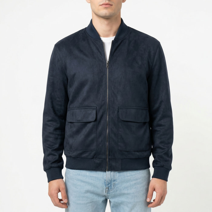 Giubbino polo tasca a toppa ecosuede