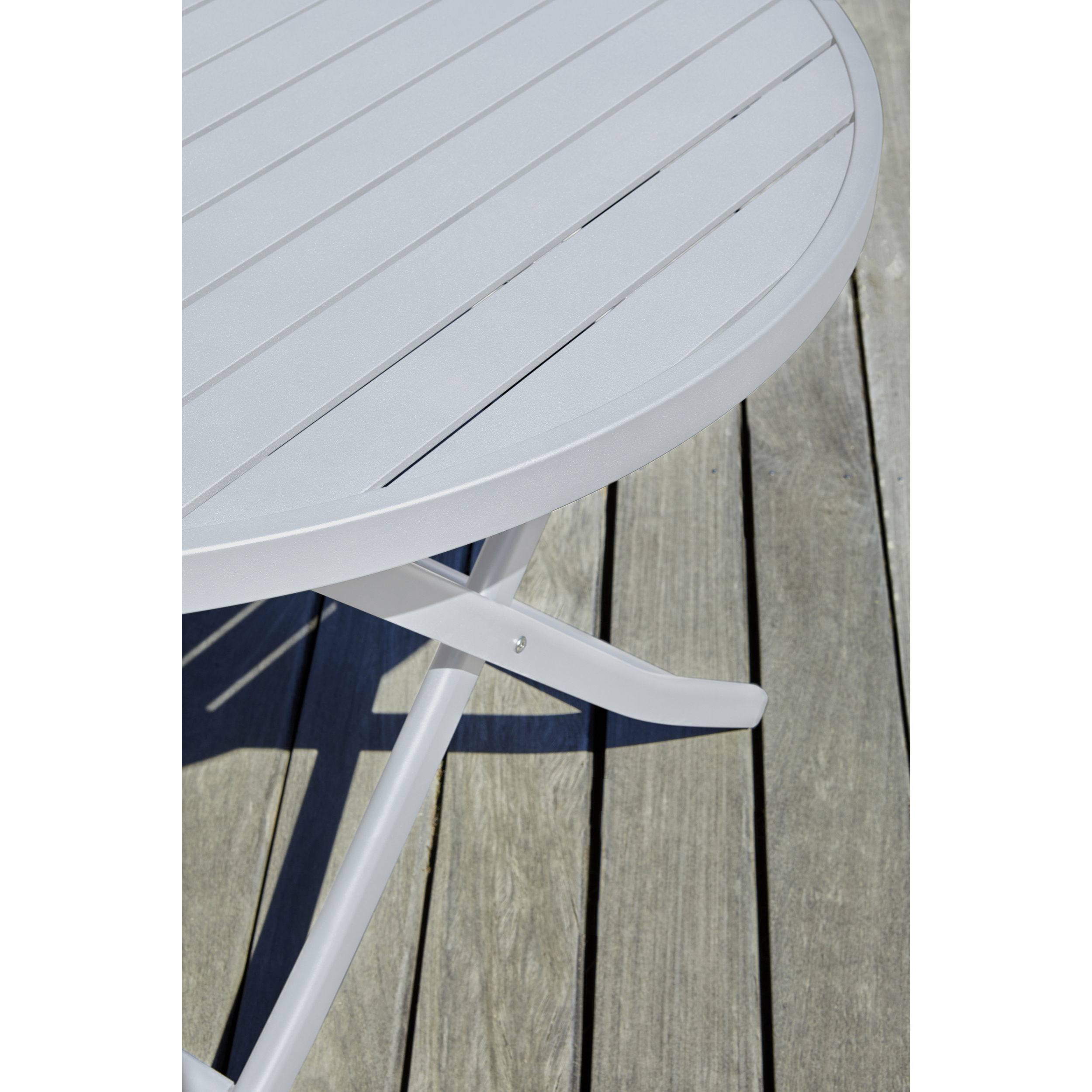 MARIUS - Table de jardin ronde pliante en aluminium gris