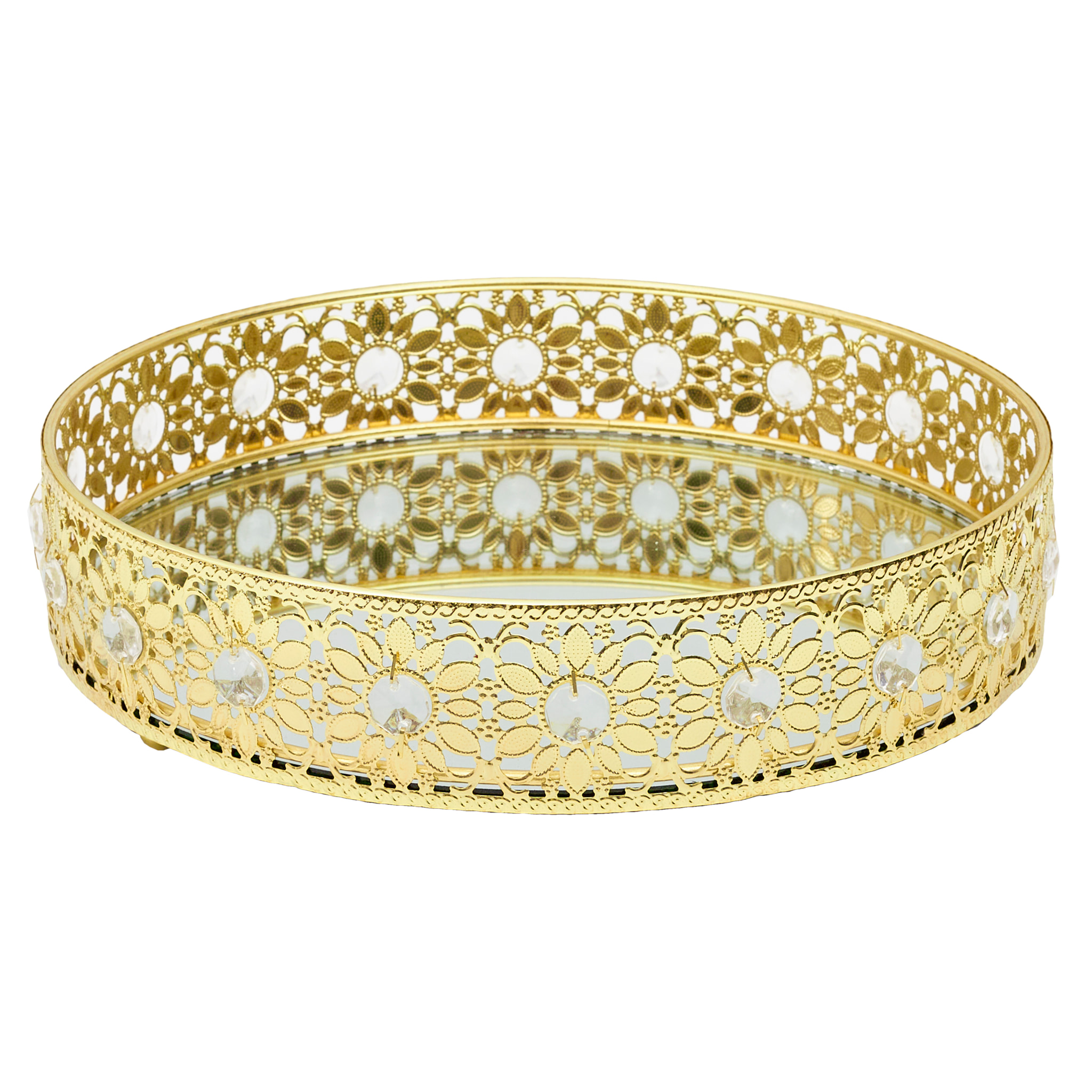 Plateau Deco Miroir Dore D25cm