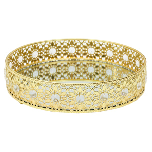 Plateau Deco Miroir Dore D25cm