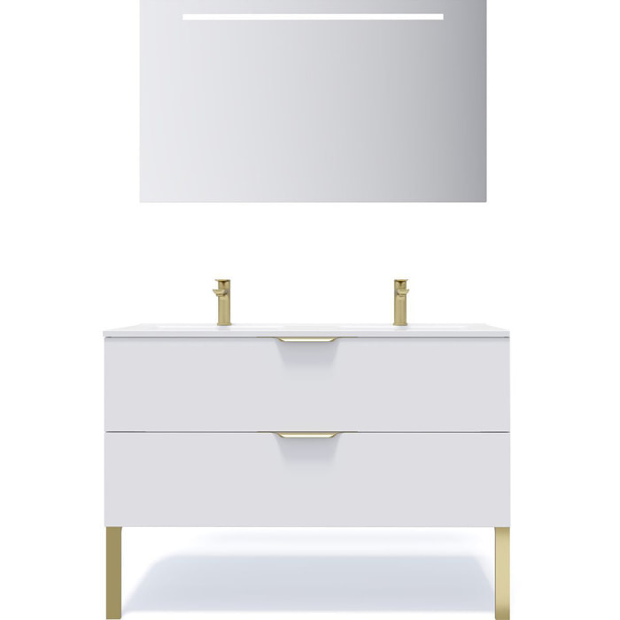 Ensemble double vasque 2 tiroirs + miroir - VENICE