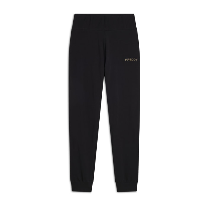 Pantaloni in jersey con fondo a polsino e carré a cuore