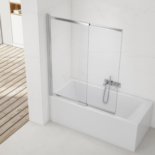 Swiss Aqua Technologies Vision 140x120 cm pare-baignoire coulissant en verre, traitement Easy Clean, chrome (SATVZVI120CRT)