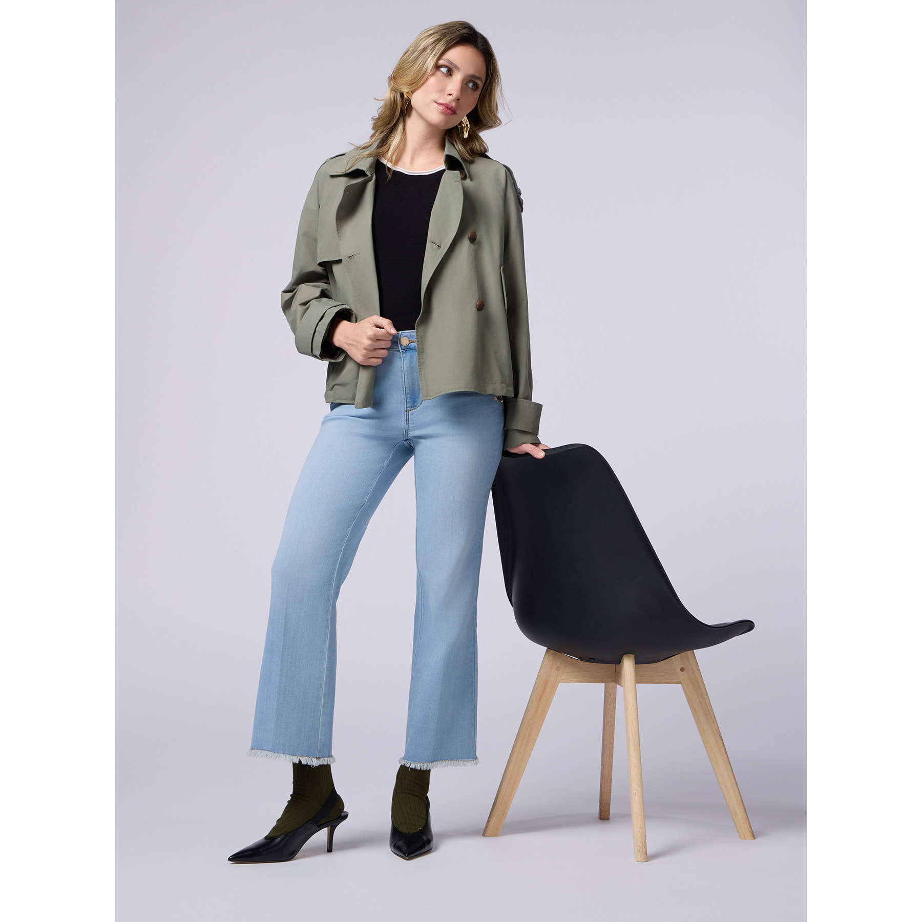 Oltre - Jeans lavados a la piedra con ligero acampanado - Light - blue
