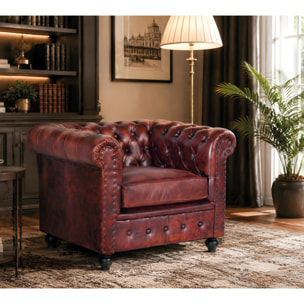 Sillón de Piel 96 Cm Estilo Chester