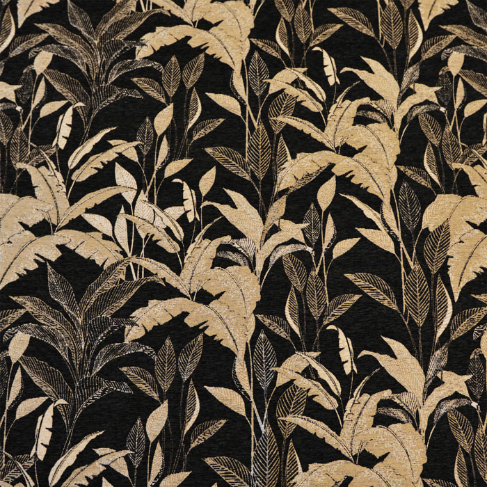 Tissu d'ameublement Jacquard Motif Jungle - Noir