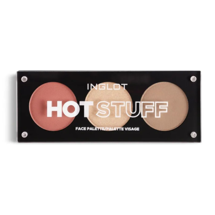 INGLOT HOT STUFF Face Palette, Paleta de Contouring, Iluminador, Colorete, Un contorno perfecto, Ya combinados para que el look quede con las tonalidades que más se adaptan a tu piel, Bronceador + Iluminador + Rubor 7Gr.