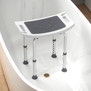 Siège de douche réglable en hauteur tabouret de douche ergonomique pieds antidérapants charge max. 135 Kg alu HDPE blanc gris