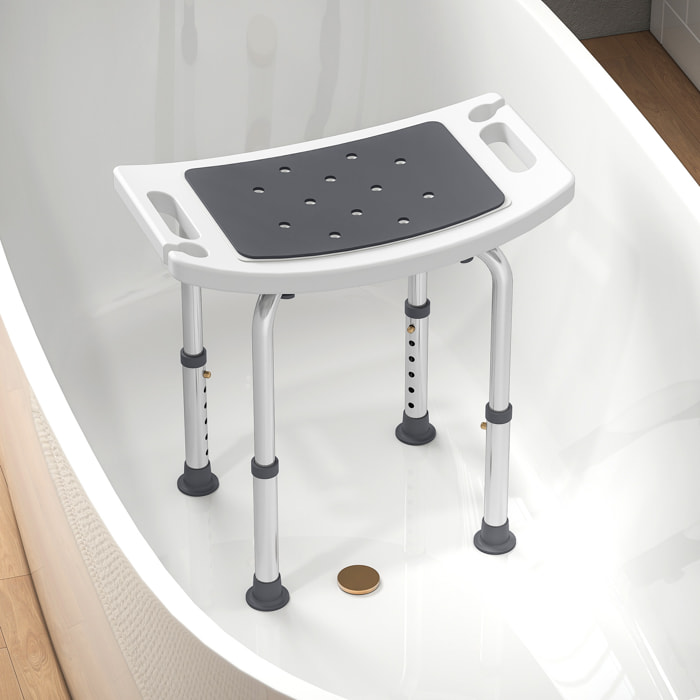 Siège de douche réglable en hauteur tabouret de douche ergonomique pieds antidérapants charge max. 135 Kg alu HDPE blanc gris