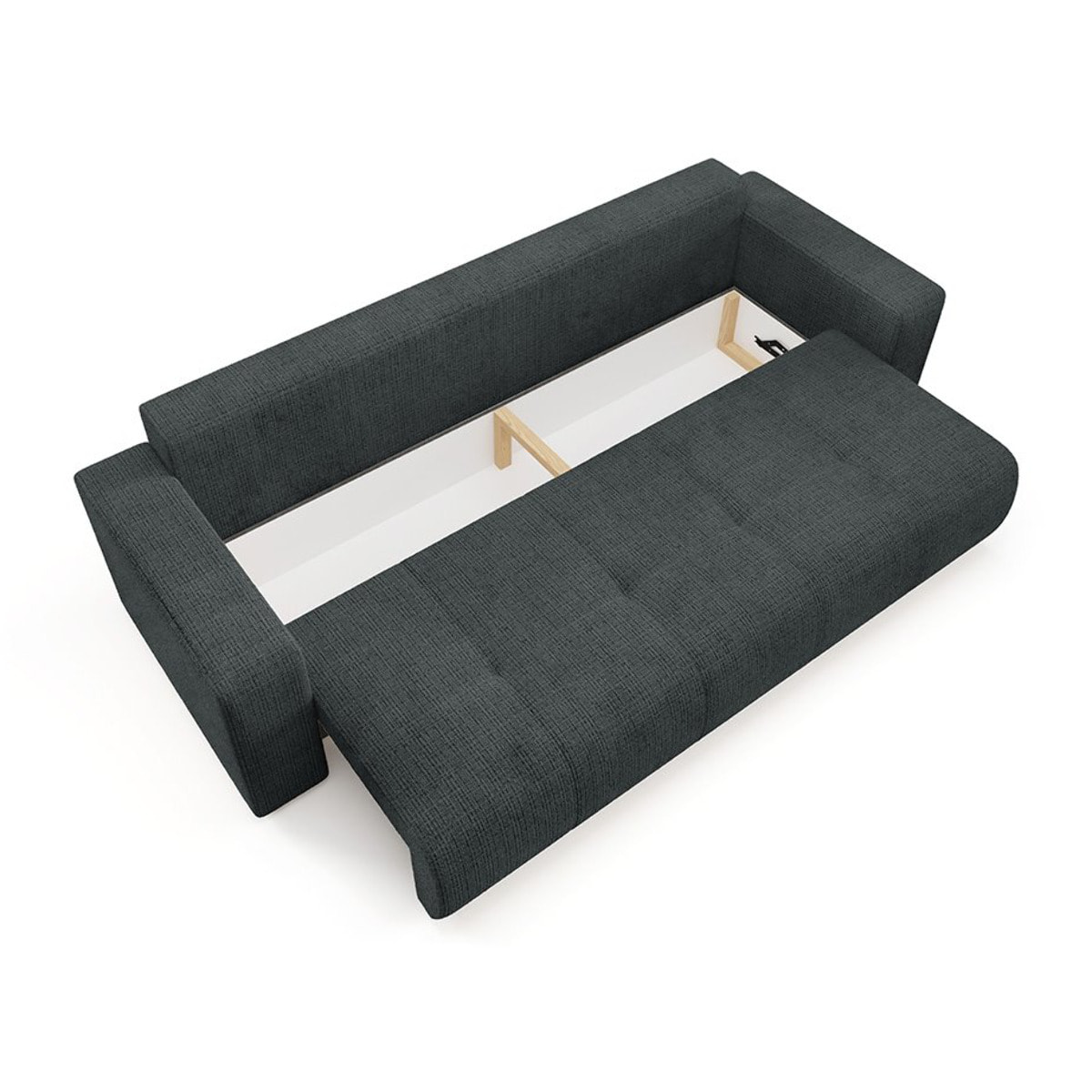 AURORE - Canapé 3 places en tissu texturé gris foncé