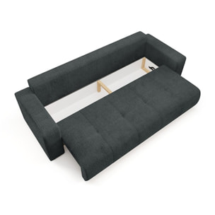 AURORE - Canapé 3 places en tissu texturé gris foncé