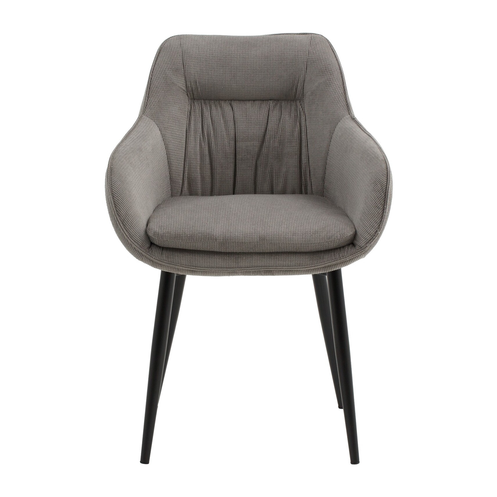 Set di 2 poltroncine HAMMERSMITH in tessuto grigio e gambe in metallo nero, con braccioli