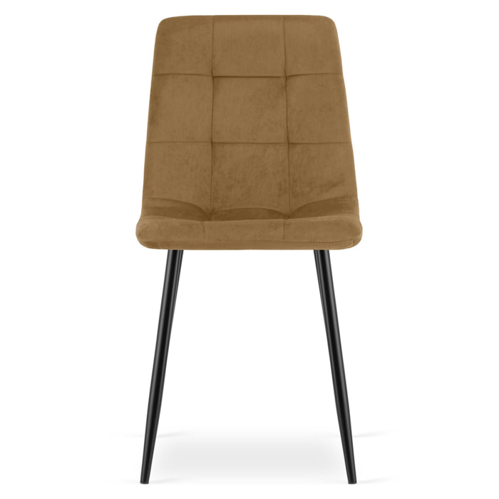 Sedia Kara in velluto marrone con gambe in metallo nero
