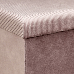 Coffre Pouf Pliable Velours Cotele Giulia Rose