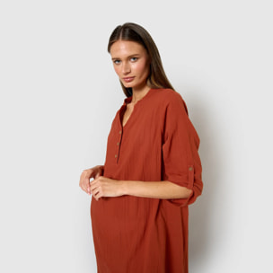 Vestido corto algodón liso caldera