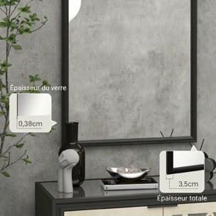Miroir mural arche bois 110 x 65 cm noir