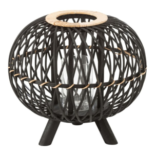 J-Line lanterne Boule Sur Pied - bambou - noir/naturel - small