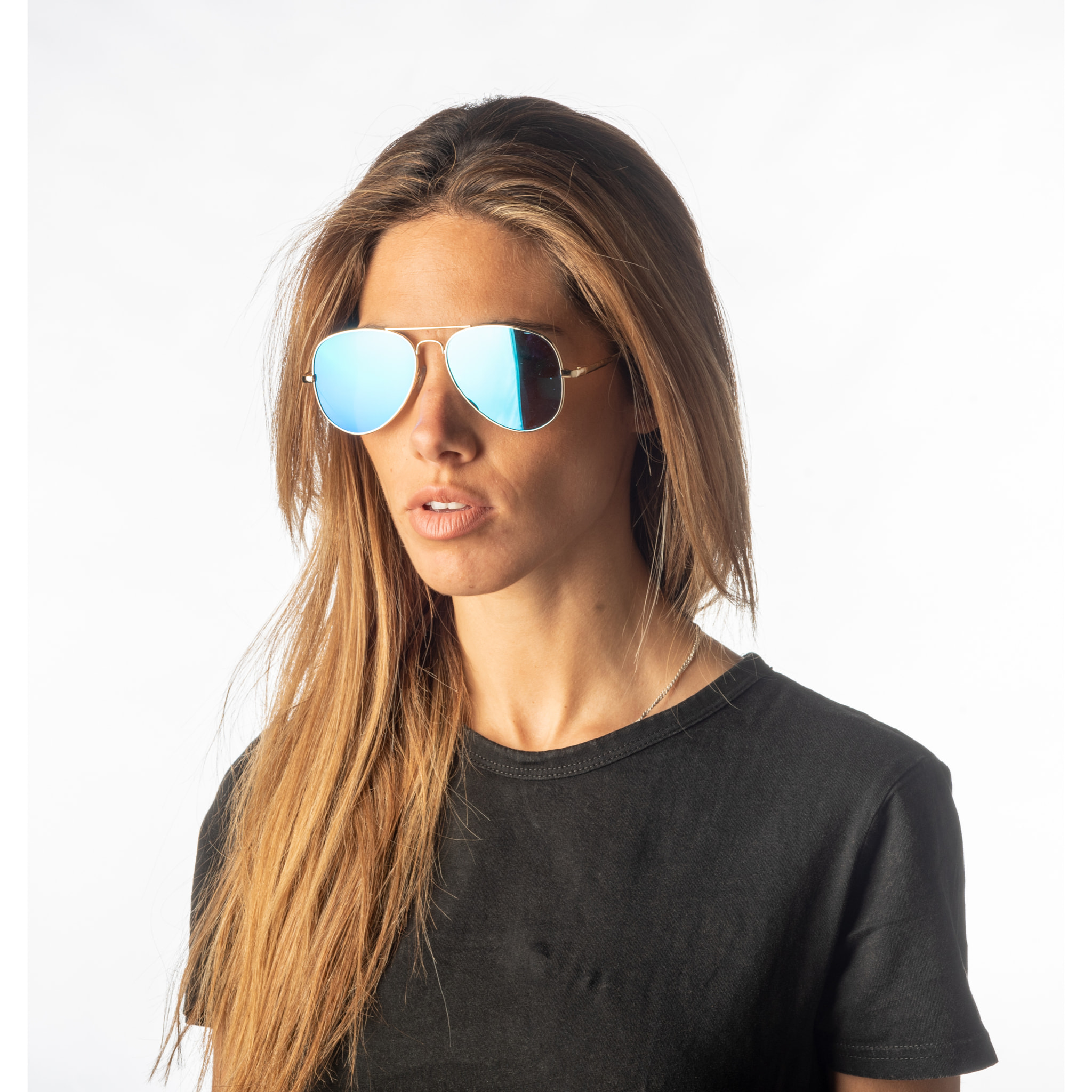 Gafas de sol OCEAN BONILA - Nuevo montura dorado brillante con cielo azul fl