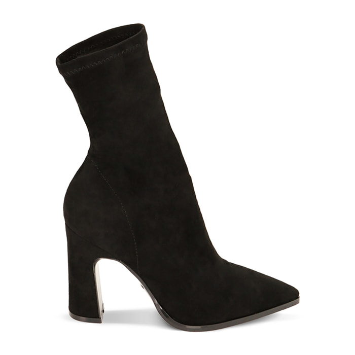 Botines negros de microfibra tacón 9,5 cm