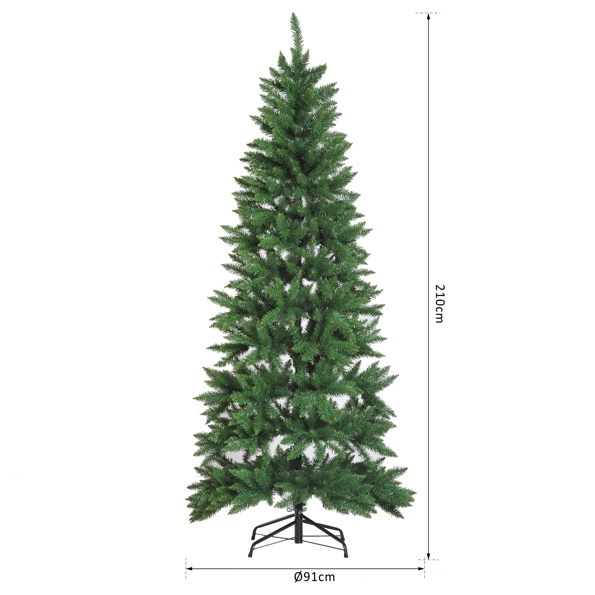 Sapin de Noël artificiel Ø 91 x 210H cm 865 branches épines imitation Nordmann grand réalisme vert