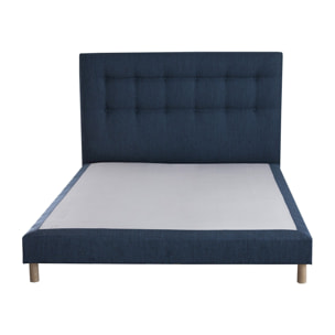 Sommier confort CRÉPUSCULE, durable avec tête de lit capitonnée - bleu marine