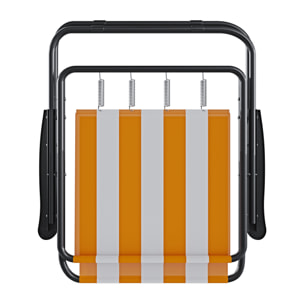 Sedia Pieghevole Da Spiaggia Campeggio Camping Leggera E Resistente In Metallo In Tessuto Oxford 600D Con Braccioli Seggiola Strisce Arancione