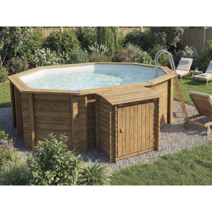 Coffre de filtration en bois traité pour piscine "Keny" - 120 x 95 x 126 cm