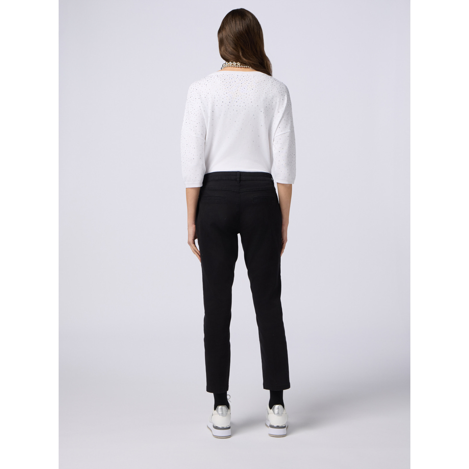 Oltre - Pantaloni chino misto tencel - Nero