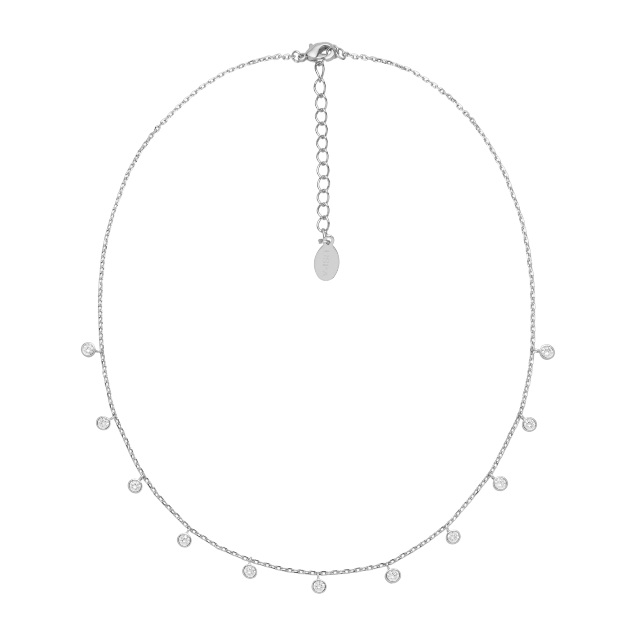 Collana U.S. Polo Assn. In metallo argentato con cristalli bianchi