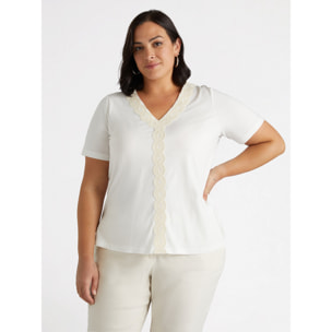 Fiorella Rubino - Camiseta con borde aplicado - Blanco