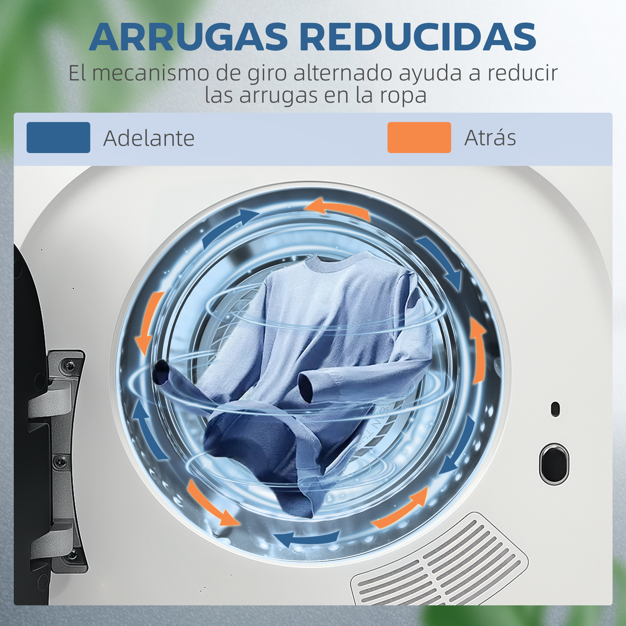Secadora de Evacuación 4 KG, Secadora de Ropa 800W, Función Antiarrugas, Función Esterilizar, 5 Programas, Carga Frontal, Fácil de Planchar, Tambor Inox, Blanco