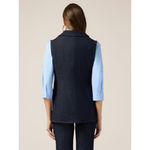 Oltre - Gilet denim con catene metalliche - Blu