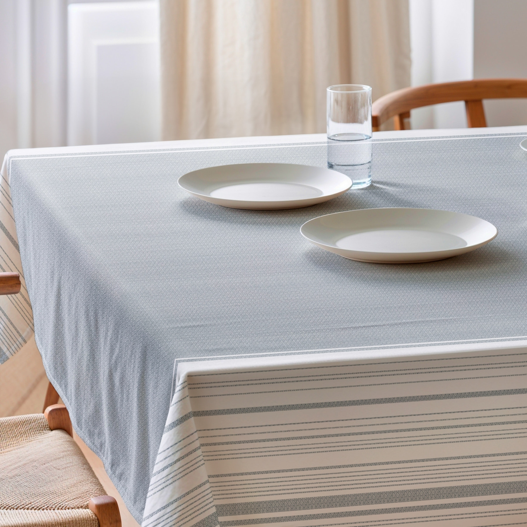 Nappe imprimée anti-tâches EDEN BLEU