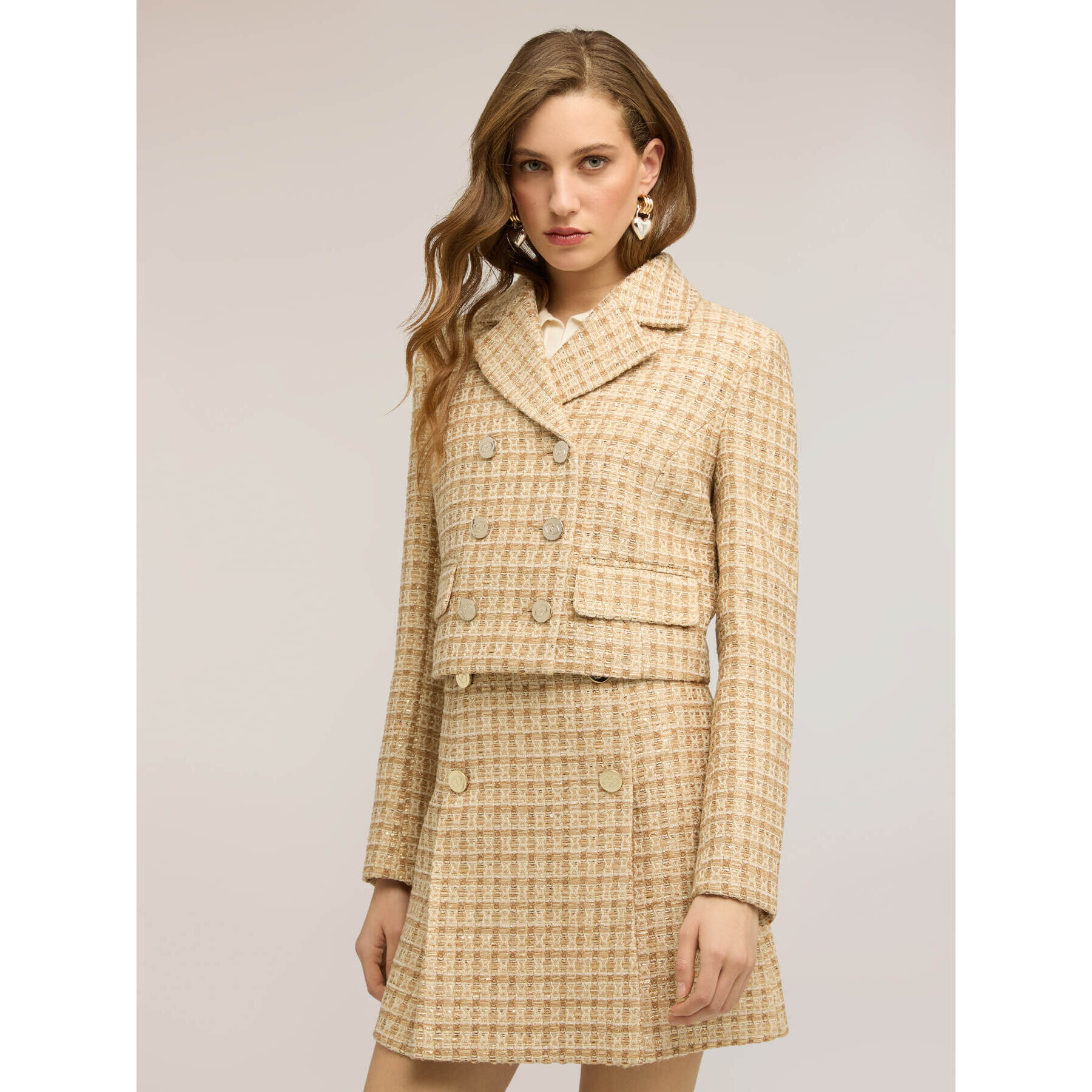 Motivi - Giacca corta doppiopetto in bouclé - Beige