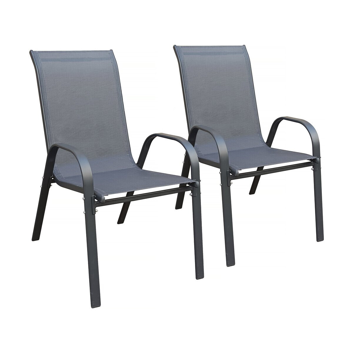 Fauteuil jardin textilène "Cordoba" - Phoenix - Lot de 2 - Anthracite