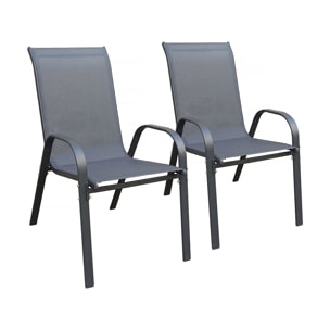 Fauteuil jardin textilène "Cordoba" - Phoenix - Lot de 2 - Anthracite