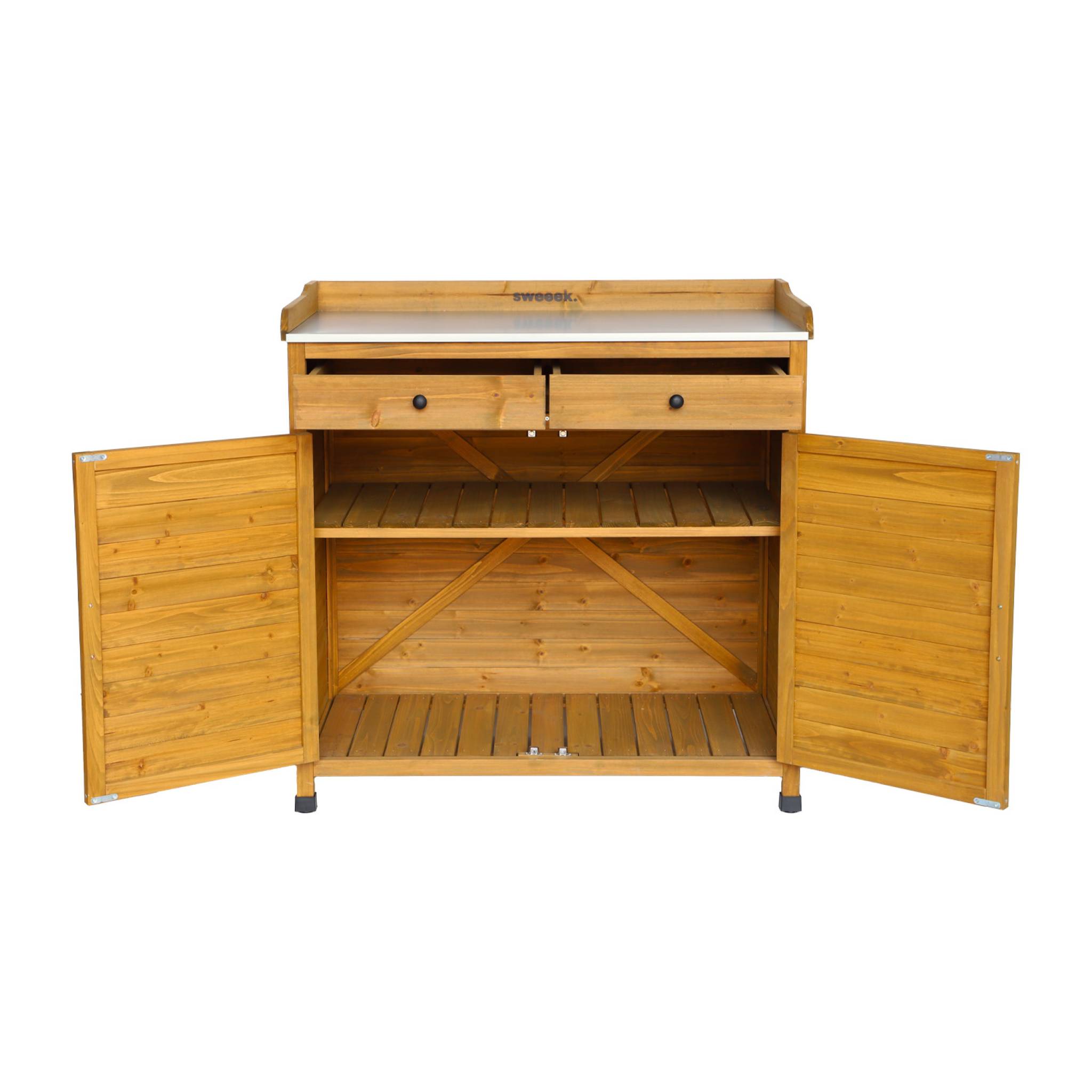 Meuble de rangement. table de rempotage en bois avec 2 portes et 2 tiroirs. L 102 x P 52.8 x H 103.5cm