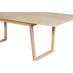 Table extensible rallonges intégrées rectangulaire bois clair chêne L160-240 cm LAHO