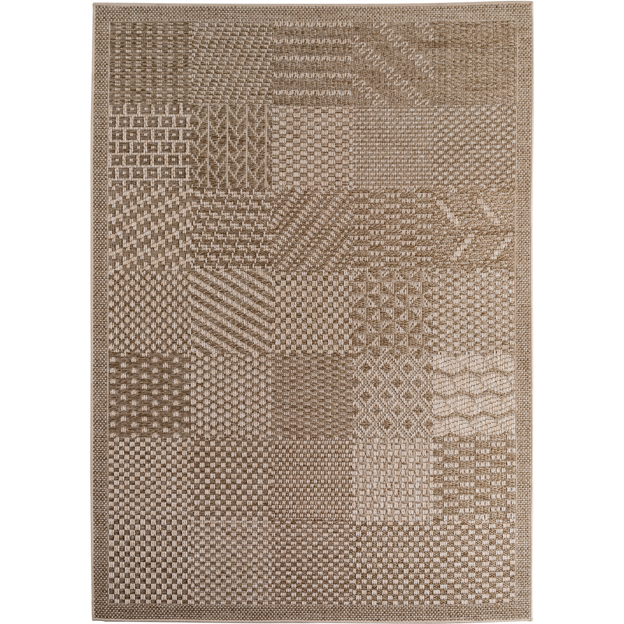 NEREA - Tapis intérieur/extérieur beige, design damier