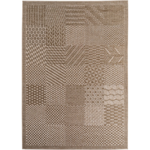 NEREA - Tapis intérieur/extérieur beige, design damier