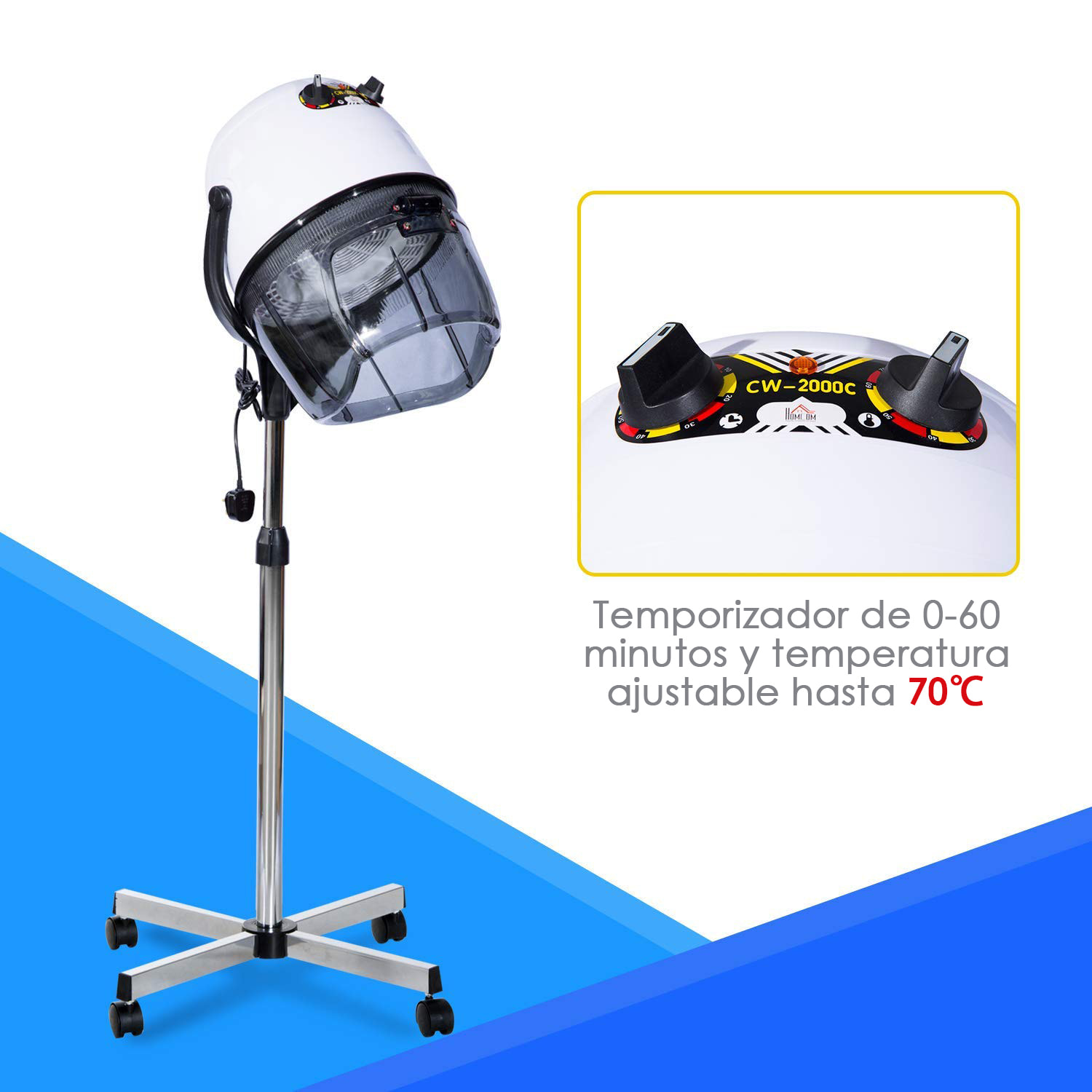 Campana Casco Secador de Pelo 1180 W Secador de Peluqueria con Capucha y Tripode