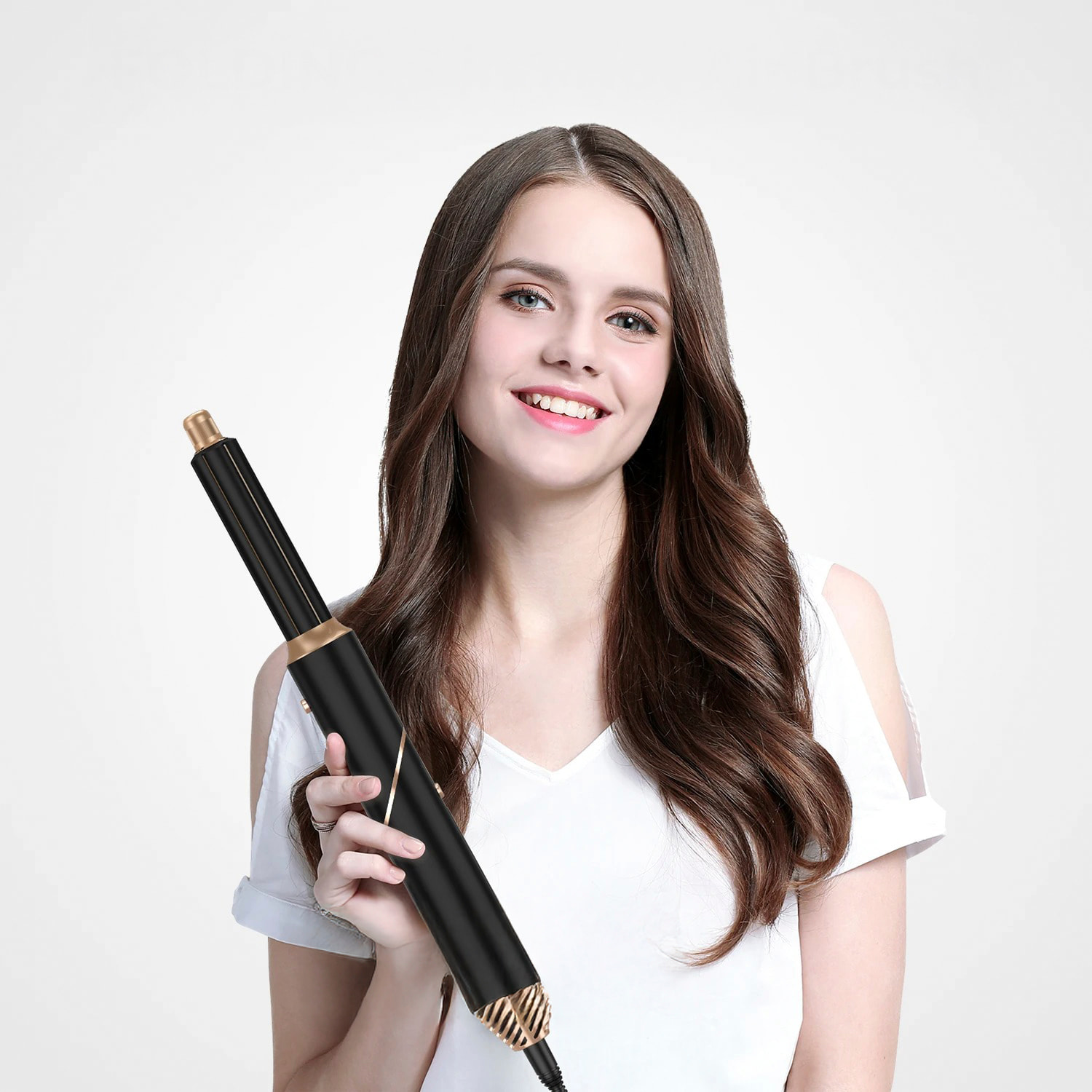 Secador de pelo plegable 5 en 1 con tecnología iónica, 1000 W de potencia y 3 niveles de temperatura ajustable.