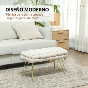 Banco Pie de Cama Tapizado en Terciopelo Banco Otomano Pie de Cama con Patas Doradas y Asiento Acolchado para Dormitorio Entradas Crema