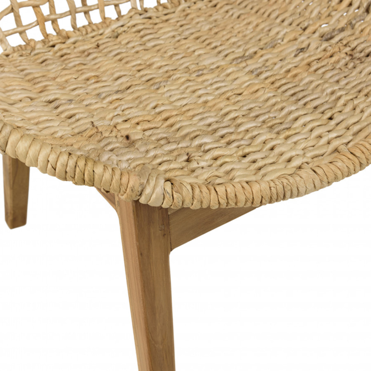 ALIDA - Fauteuil beige dossier arrondi assise en abaca tressé