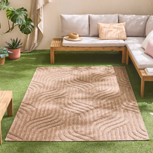 SANTORINI - Tapis d'intérieur/extérieur à motifs en relief abstrait - Beige