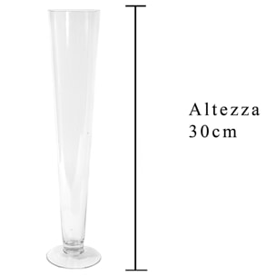 Vaso A Cono Con Piedistallo. Altezza 30 Cm - Pezzi 4 - 11,5X30X11,5cm - Colore: Incolore - Bianchi Dino - Vasi E Cont. Vetro, Alzate